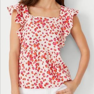 Ann Taylor Berry Bunches Linen Blend Top